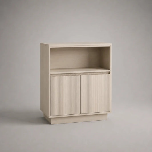 Sideboard aus MDF und Spanplatte mit 2 Türen und offenem Fach, Cremeweiß, 80 × 40 × 90 cm